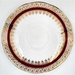 Sarum Maroon Saucer by Salisbury Gold 5 1/2" Bone China 1927-1949 England